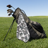 抽象芸術ブラック&ホワイト(カラー詳細または不合格) ゴルフタオル (グリーン)