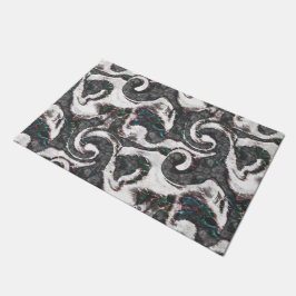 抽象芸術ブラック&ホワイト(カラー詳細または不合格) ドアマット