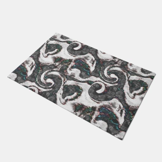 抽象芸術ブラック&ホワイト(カラー詳細または不合格) ドアマット (アングル)