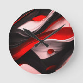 抽象芸術ブラック&レッドデザインエレガモダンンスfor - ラウンド壁時計 (正面)