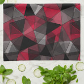 抽象芸術ブラック、レッド、グレーの幾何学的。 キッチンタオル (折り畳み)