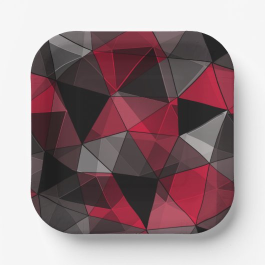 抽象芸術ブラック、レッド、グレーの幾何学的。 ペーパープレート (正面)