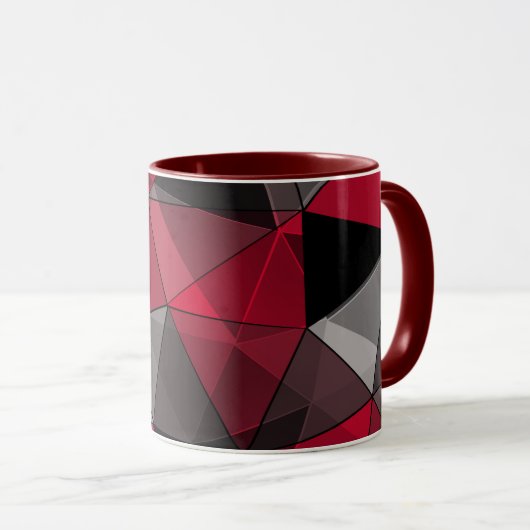 抽象芸術ブラック、レッド、グレーの幾何学的。 マグカップ (正面右)