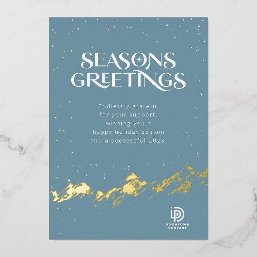抽象芸術ブラッシュストロークマウンテンカンパニーホリデーカード 箔シーズンカード (正面)