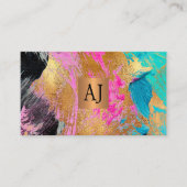 抽象芸術ブラッシュストローク銅金ゴールド モノグラムの 名刺 (正面)