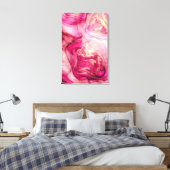 抽象芸術ブルゴーニュと金ゴールドアルコールインクキャンバスプリン キャンバスプリント (インサイチュ (寝室))