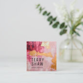 抽象芸術ブルゴーニュピンク絵を描金ゴールド スクエア名刺 (スタンド正面)