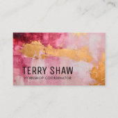 抽象芸術ブルゴーニュピンク絵を描金ゴールド 名刺 (正面)