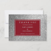 抽象芸術ブルゴーニュフェイクー銀グリッター サンキューカード (正面)