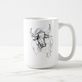 抽象芸術ブルポートレートスケッチ コーヒーマグカップ