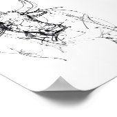 抽象芸術ブルポートレートスケッチ ポスター (角)