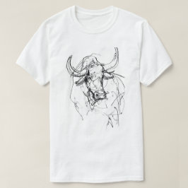 抽象芸術ブルポートレートスケッチ Tシャツ