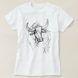 抽象芸術ブルポートレートスケッチ Tシャツ