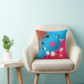 抽象芸術ブルーからピンクのグラデーションスクエアピロー クッション (椅子)