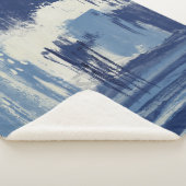 抽象芸術ブルーとアイボリー シェルパブランケット (3/4)