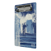 抽象芸術ブルーとアイボリー ミニクリップボード (アングル2)