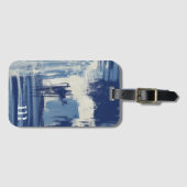 抽象芸術ブルーとアイボリー ラゲッジタグ (正面横)