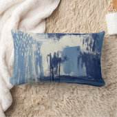 抽象芸術ブルーとアイボリー ランバークッション (ブランケット)