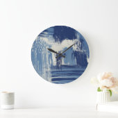 抽象芸術ブルーとアイボリー ラージ壁時計 (ホーム)