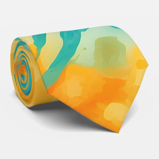 抽象芸術ブルーとイエローデザインネクタイ ネクタイ (ロール)