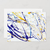 抽象芸術ブルーとイエロー絵を描(ばちゃばちゃ)跳ねる ポストカード (正面/裏面)