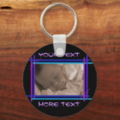 抽象芸術ブルーとインジゴフレームキーチェーン キーホルダー (正面)