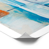 抽象芸術ブルーとオレンジモダンアート ポスター (角)