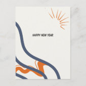 抽象芸術ブルーとオレンジ2025年新年 ポストカード (正面)