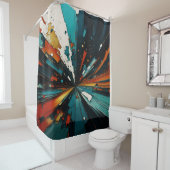 抽象芸術ブルーとオレンジ607 シャワーカーテン (インサイチュ)
