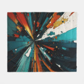 抽象芸術ブルーとオレンジ607 フリースブランケット (正面(横))