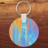 抽象芸術ブルーとオレンジ キーホルダー (正面)