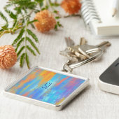 抽象芸術ブルーとオレンジ キーホルダー (側面)