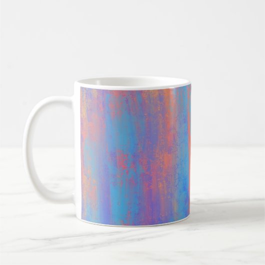 抽象芸術ブルーとオレンジ コーヒーマグカップ (左)