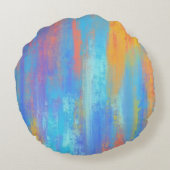 抽象芸術ブルーとオレンジ ラウンドクッション (裏面)