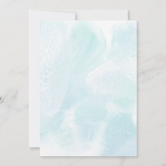 抽象芸術ブルーとグリーンのフローラ結婚式招待状 招待状 (裏面)