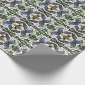 抽象芸術ブルーとグリーン葉の工芸品又はギフト ラッピングペーパー (角)