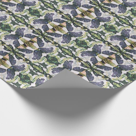 抽象芸術ブルーとグリーン葉の工芸品又はギフト ラッピングペーパー (角)
