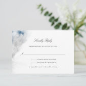 抽象芸術ブルーとグレーの水彩冬の結婚式 出欠カード (スタンド正面)