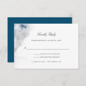 抽象芸術ブルーとグレーの水彩冬の結婚式 出欠カード (正面/裏面)