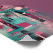 抽象芸術ブルーとティール（緑がかった色）アモダンート ポスター (角)