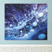 抽象芸術ブルーとパープルのアクリル絵を描プラグ キャンバスプリント (インサイチュ (ウッドフロア))