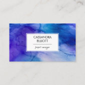 抽象芸術ブルーとパープルのアルコールインクの液体芸術 名刺 (正面)