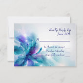 抽象芸術ブルーとパープルのフローラデザインRSVPカード 出欠カード (裏面)
