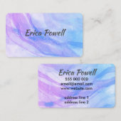 抽象芸術ブルーとパープルの水彩デザイン 名刺 (正面/裏面)