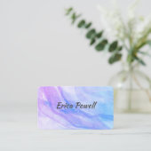 抽象芸術ブルーとパープルの水彩デザイン 名刺 (スタンド正面)