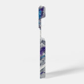 抽象芸術ブルーとパープルアルコールインクの輝き iPhoneケース (左側面)