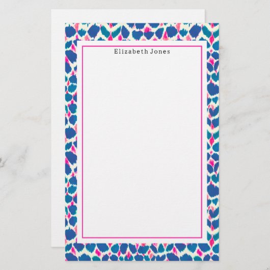 抽象芸術ブルーとピンクのドットパターン 便箋 (正面/裏面)