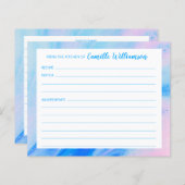 抽象芸術ブルーとピンクのパーソナライズされたレシピカード (正面/裏面)