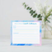 抽象芸術ブルーとピンクのパーソナライズされたレシピカード (スタンド正面)