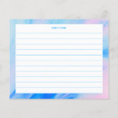 抽象芸術ブルーとピンクのパーソナライズされたレシピカード (裏面)